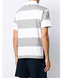 graues horizontal gestreiftes Polohemd von Thom Browne