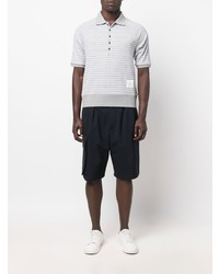 graues horizontal gestreiftes Polohemd von Thom Browne