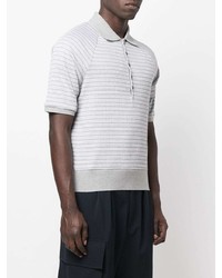 graues horizontal gestreiftes Polohemd von Thom Browne