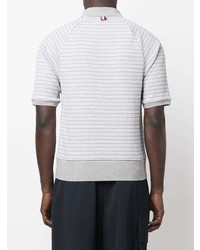 graues horizontal gestreiftes Polohemd von Thom Browne