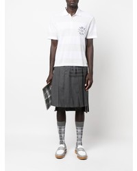 graues horizontal gestreiftes Polohemd von Thom Browne