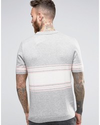 graues horizontal gestreiftes Polohemd von Asos