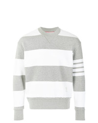 graues horizontal gestreiftes Sweatshirt von Thom Browne