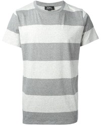 graues horizontal gestreiftes T-Shirt mit einem Rundhalsausschnitt von A.P.C.