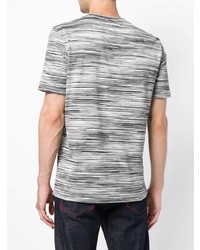 graues horizontal gestreiftes T-Shirt mit einem Rundhalsausschnitt von Missoni