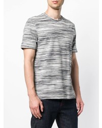 graues horizontal gestreiftes T-Shirt mit einem Rundhalsausschnitt von Missoni