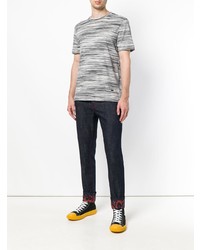 graues horizontal gestreiftes T-Shirt mit einem Rundhalsausschnitt von Missoni