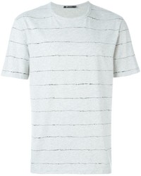 graues horizontal gestreiftes T-Shirt mit einem Rundhalsausschnitt von Alexander Wang