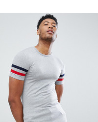 graues horizontal gestreiftes T-Shirt mit einem Rundhalsausschnitt von ASOS DESIGN