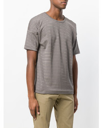 graues horizontal gestreiftes T-Shirt mit einem Rundhalsausschnitt von S.N.S. Herning