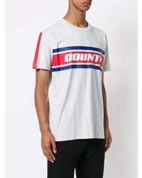 graues horizontal gestreiftes T-Shirt mit einem Rundhalsausschnitt von Marcelo Burlon County of Milan