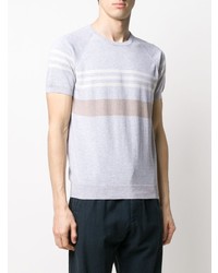 graues horizontal gestreiftes T-Shirt mit einem Rundhalsausschnitt von La Fileria For D'aniello