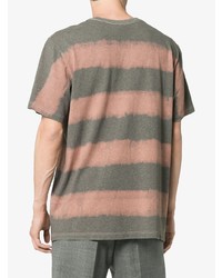 graues horizontal gestreiftes T-Shirt mit einem Rundhalsausschnitt von Liam Hodges