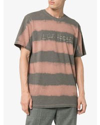 graues horizontal gestreiftes T-Shirt mit einem Rundhalsausschnitt von Liam Hodges