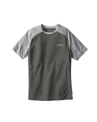 graues horizontal gestreiftes T-Shirt mit einem Rundhalsausschnitt von Eddie Bauer