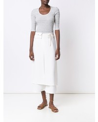 graues horizontal gestreiftes T-Shirt mit einem Rundhalsausschnitt von Rachel Comey