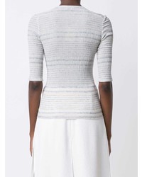 graues horizontal gestreiftes T-Shirt mit einem Rundhalsausschnitt von Rachel Comey