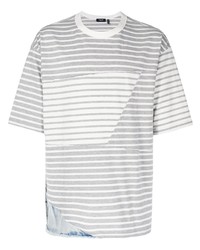 graues horizontal gestreiftes T-Shirt mit einem Rundhalsausschnitt von FIVE CM