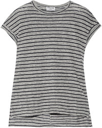 graues horizontal gestreiftes T-Shirt mit einem Rundhalsausschnitt von Frame