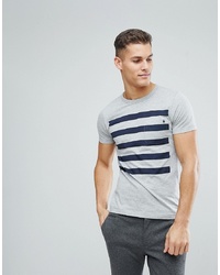 graues horizontal gestreiftes T-Shirt mit einem Rundhalsausschnitt von French Connection