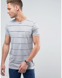 graues horizontal gestreiftes T-Shirt mit einem Rundhalsausschnitt von French Connection