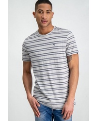 graues horizontal gestreiftes T-Shirt mit einem Rundhalsausschnitt von GARCIA