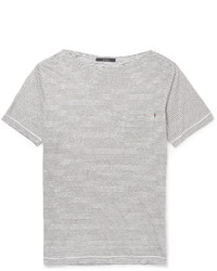 graues horizontal gestreiftes T-Shirt mit einem Rundhalsausschnitt von Gucci