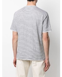 graues horizontal gestreiftes T-Shirt mit einem Rundhalsausschnitt von Brunello Cucinelli