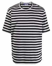 graues horizontal gestreiftes T-Shirt mit einem Rundhalsausschnitt von Junya Watanabe