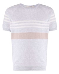 graues horizontal gestreiftes T-Shirt mit einem Rundhalsausschnitt von La Fileria For D'aniello
