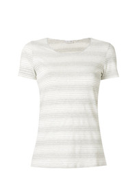 graues horizontal gestreiftes T-Shirt mit einem Rundhalsausschnitt von Le Tricot Perugia