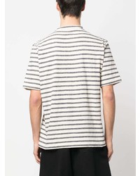 graues horizontal gestreiftes T-Shirt mit einem Rundhalsausschnitt von Lanvin