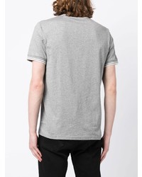 graues horizontal gestreiftes T-Shirt mit einem Rundhalsausschnitt von Fred Perry