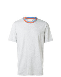 graues horizontal gestreiftes T-Shirt mit einem Rundhalsausschnitt von Marni