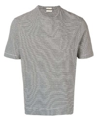 graues horizontal gestreiftes T-Shirt mit einem Rundhalsausschnitt von Massimo Alba