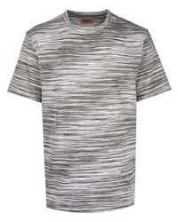 graues horizontal gestreiftes T-Shirt mit einem Rundhalsausschnitt von Missoni