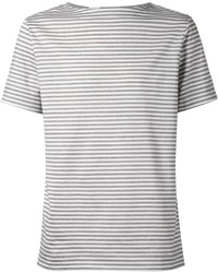 graues horizontal gestreiftes T-Shirt mit einem Rundhalsausschnitt von N.