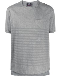 graues horizontal gestreiftes T-Shirt mit einem Rundhalsausschnitt von Paul & Shark
