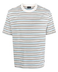 graues horizontal gestreiftes T-Shirt mit einem Rundhalsausschnitt von Paul Smith
