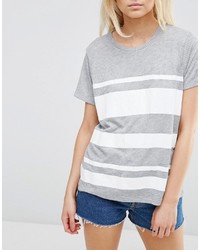 graues horizontal gestreiftes T-Shirt mit einem Rundhalsausschnitt von Asos