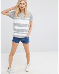 graues horizontal gestreiftes T-Shirt mit einem Rundhalsausschnitt von Asos