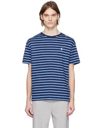 graues horizontal gestreiftes T-Shirt mit einem Rundhalsausschnitt von Polo Ralph Lauren