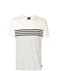 graues horizontal gestreiftes T-Shirt mit einem Rundhalsausschnitt von Ps By Paul Smith