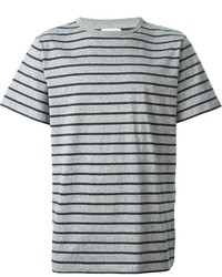 graues horizontal gestreiftes T-Shirt mit einem Rundhalsausschnitt von Saturdays Surf NYC