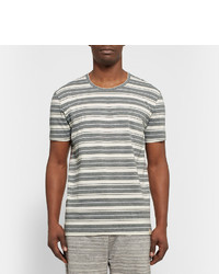 graues horizontal gestreiftes T-Shirt mit einem Rundhalsausschnitt von Paul Smith