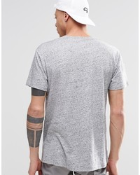 graues horizontal gestreiftes T-Shirt mit einem Rundhalsausschnitt von Cheap Monday