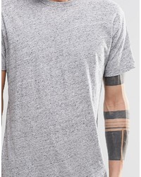 graues horizontal gestreiftes T-Shirt mit einem Rundhalsausschnitt von Cheap Monday