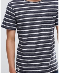graues horizontal gestreiftes T-Shirt mit einem Rundhalsausschnitt von NATIVE YOUTH