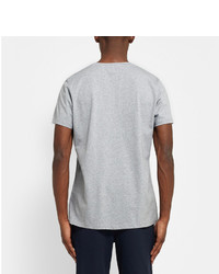 graues horizontal gestreiftes T-Shirt mit einem Rundhalsausschnitt von A.P.C.