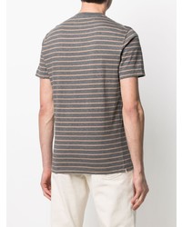 graues horizontal gestreiftes T-Shirt mit einem Rundhalsausschnitt von Brunello Cucinelli